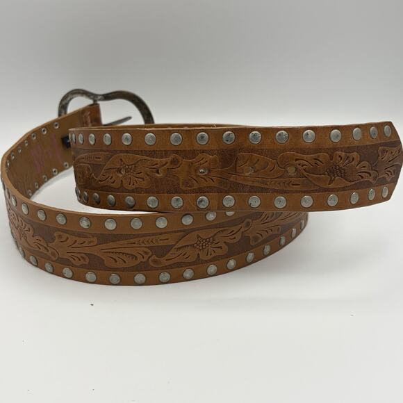 Chinese Laundry Women’s Leather Studded Tooled Belt 420116 Size M 32”-36” Canada - Picture 7 of 11